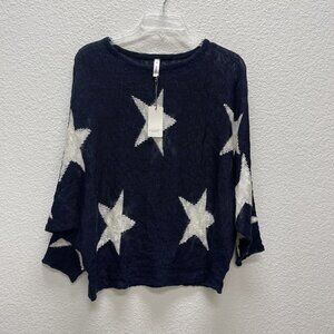 Wishlist Star Print Sweater Womens Small Dolman Sleeves Oversized Relaxed
